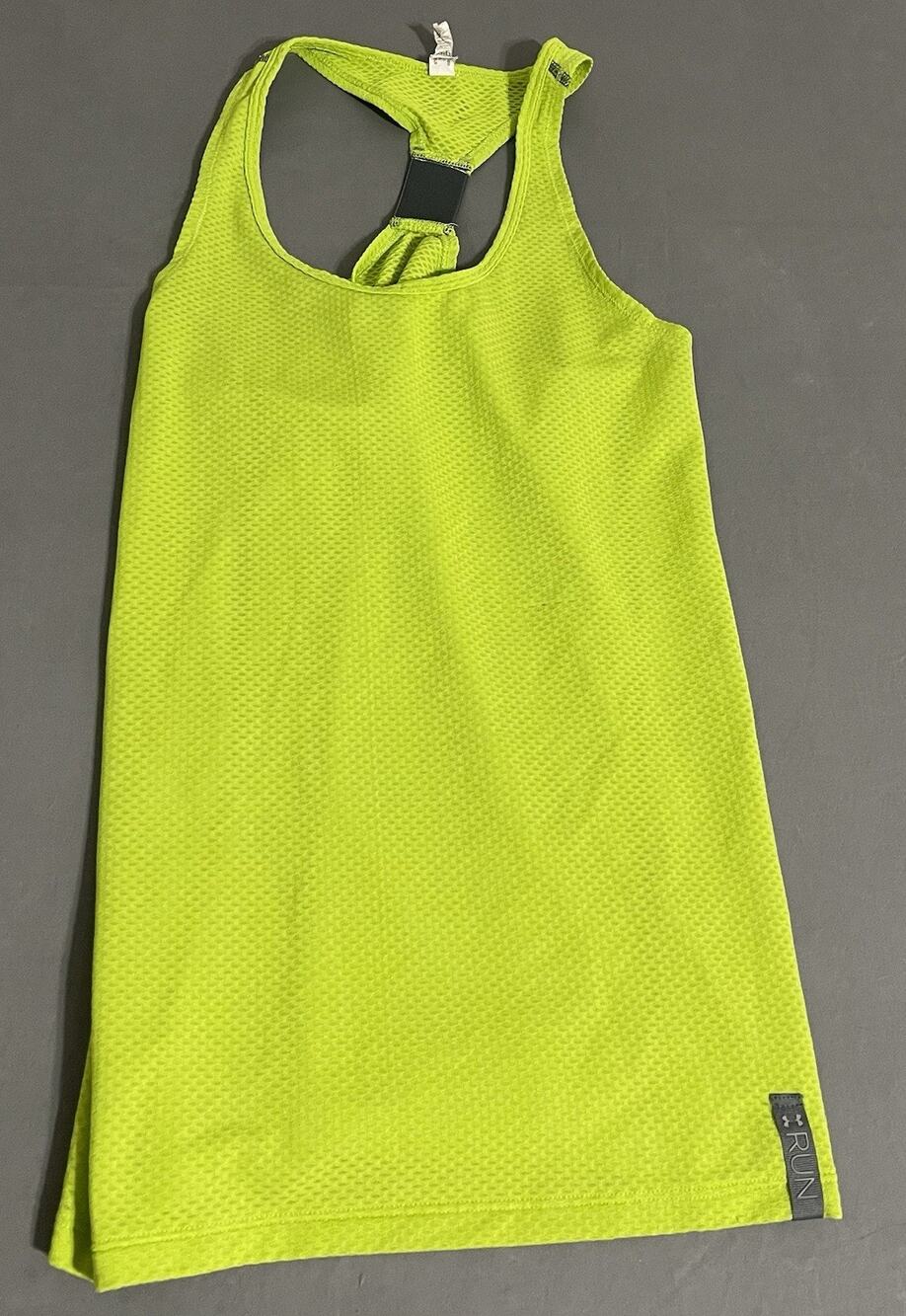 Under Armour RUN Fly-By Mesh Racerback Tank Neon Lime Size Small 1228220